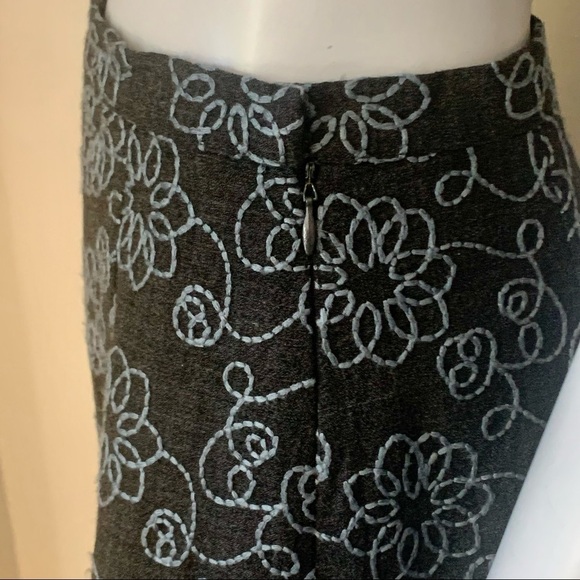 TOCCA Embroidered A-Line Skirt Cotton Blend Gray Blue Floral Size 2 - Picture 10 of 12